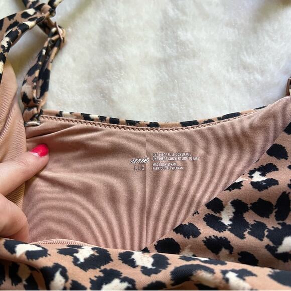 Aerie Leopard Wrap Full Coverage One Piece Swimsuit - Picture 5 of 6